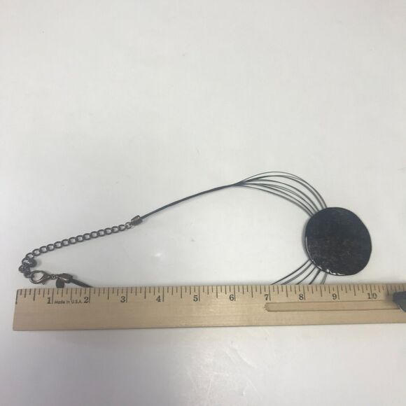 Chicos Necklace Medallion Pendant Necklace Black Bronze 10" Adjustable Clasp - Picture 7 of 8
